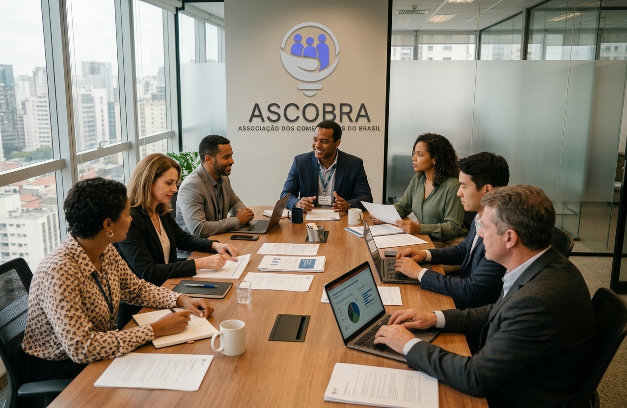 Equipe institucional da ASCOBRA em reunião de planejamento